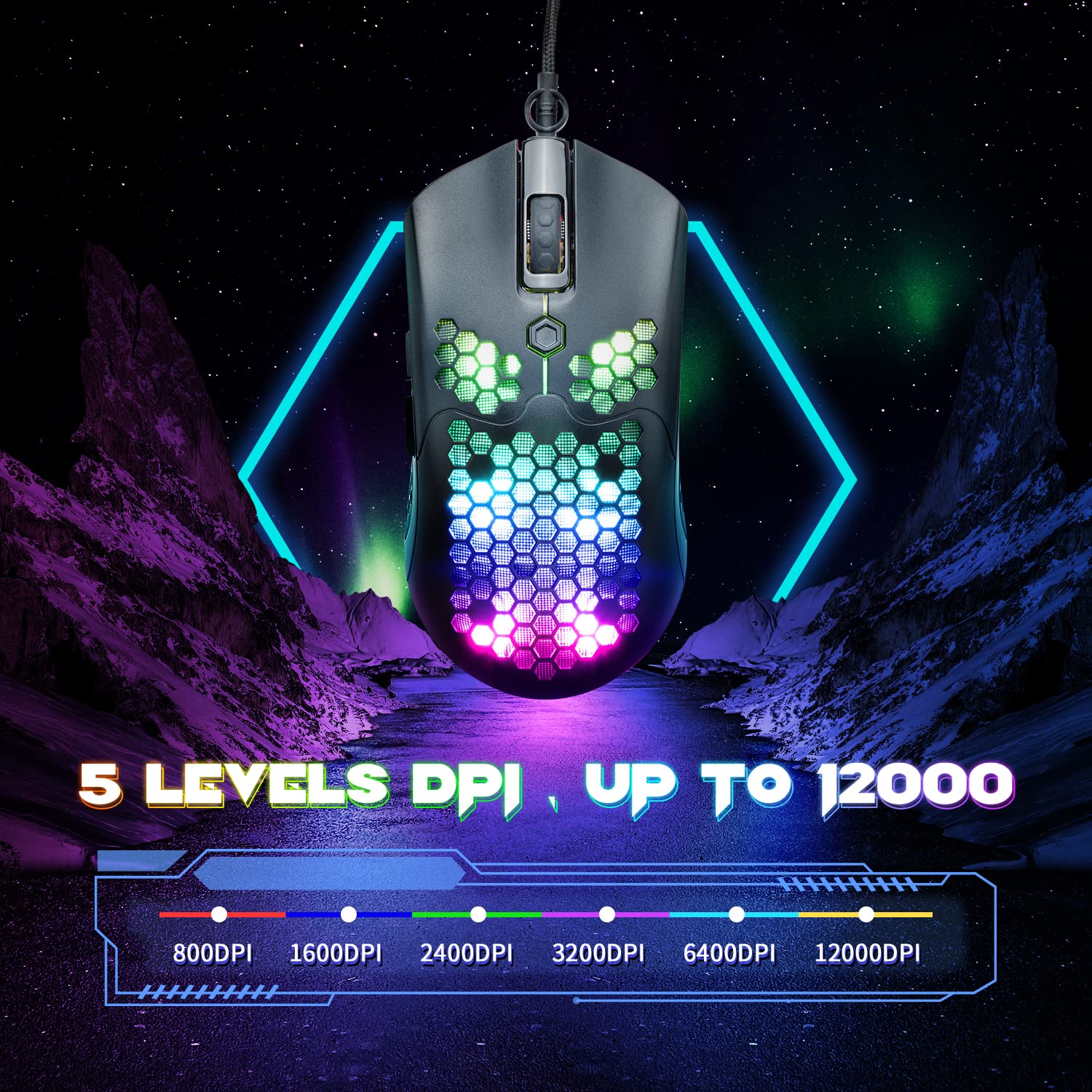 MAMBASNAKE Kablolu hafif oyun fare 65g, 26 RGB arkadan